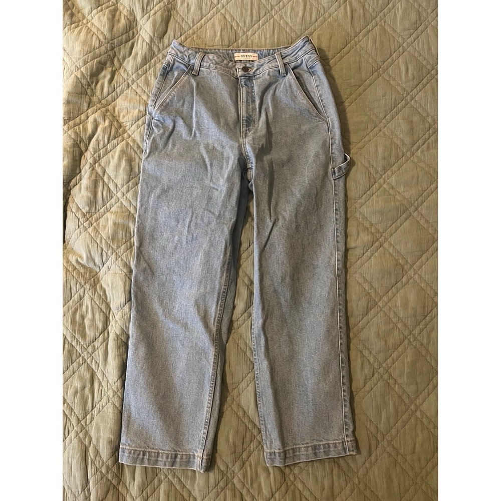 Guess high waist light wash carpenter pants denim jeans vintage style 27